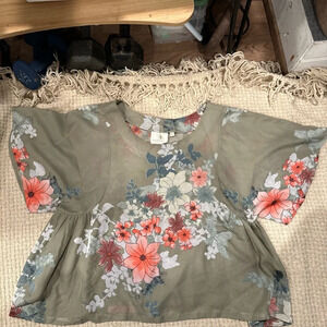 WOMENS ONE FINE DAY BY ANTHROPOLOGIE BLOUSE
LARGE FLORAL GREEN